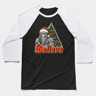 Funny Bigfoot Christmas Baseball T-Shirt